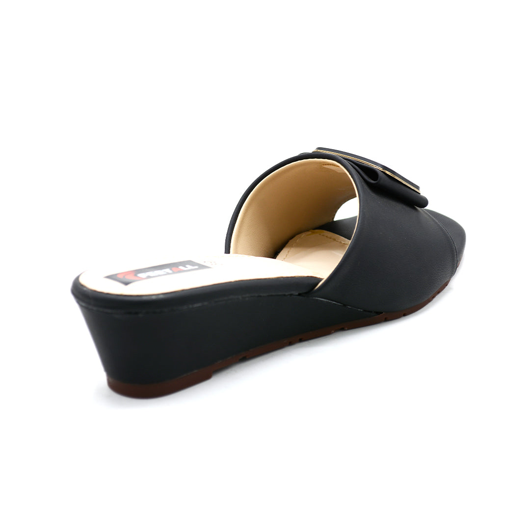 Glamour Buckle Wedge Slides