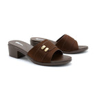 Classic Buckle Block Heel Slides