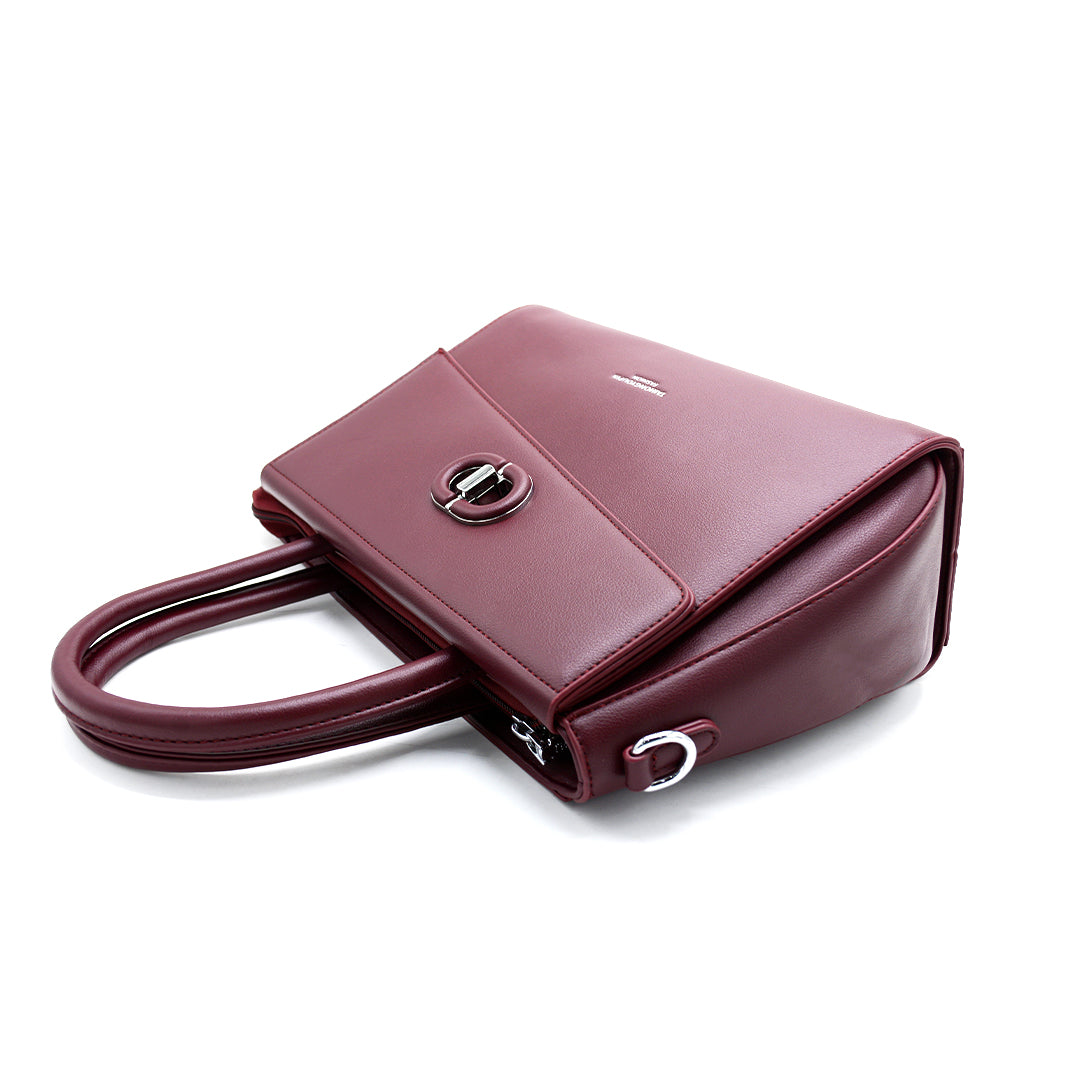 Elegant Maroon Structured Shoulder Handbag