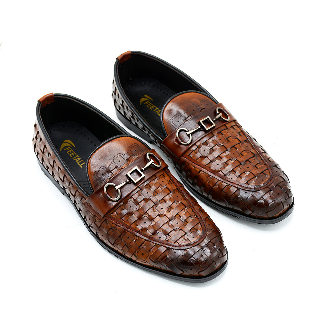Woven Leather Bit Loafers