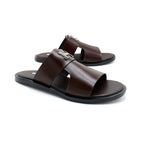 Dark Brown Open-Toe Slides