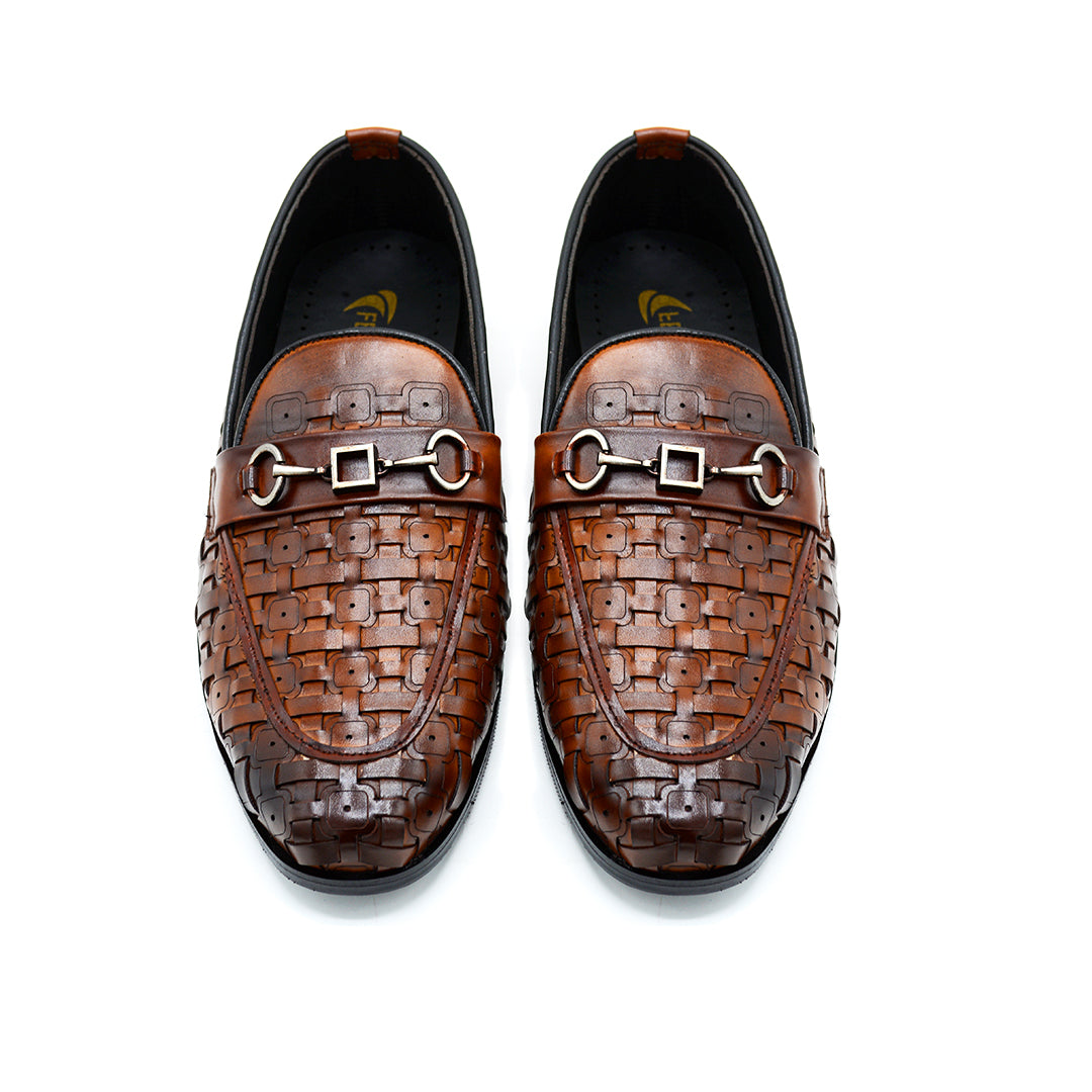 Woven Leather Bit Loafers