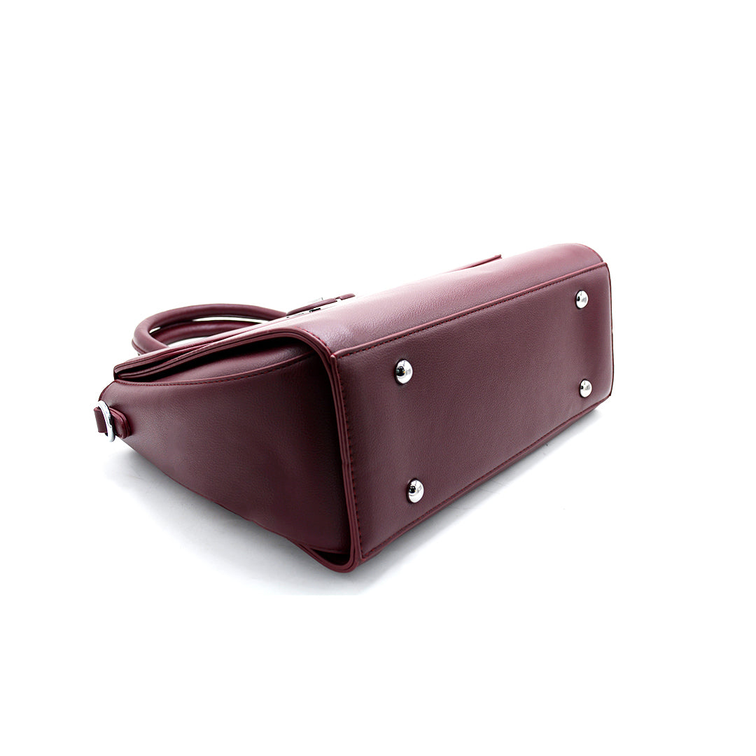 Elegant Maroon Structured Shoulder Handbag