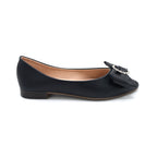 Sarah Pearl Bow Black Women’s Flat Shoes