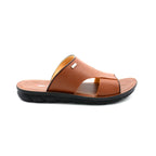 Brown Textured Leather Comfort Slide