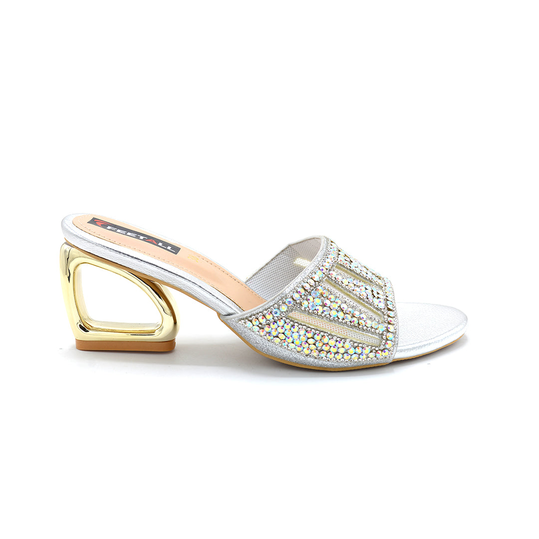 Rhinestone Embellished Block Heel Sandals
