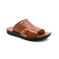 Brown Textured Leather Comfort Slide