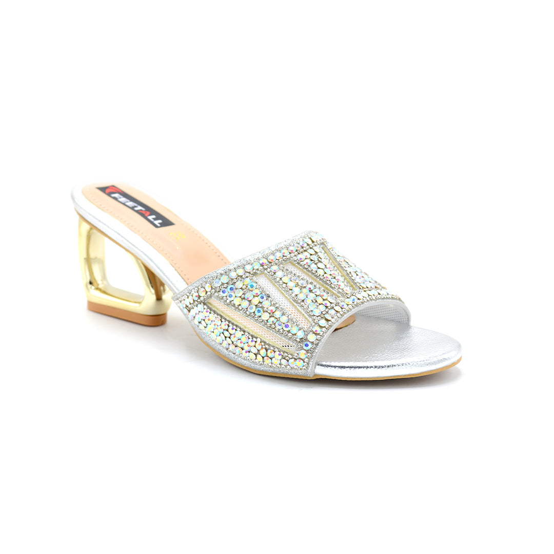 Rhinestone Embellished Block Heel Sandals
