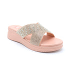 Crystal Cross Strap Platform Slides