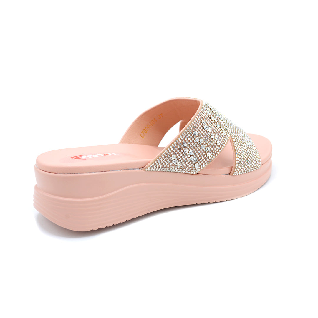 Crystal Cross Strap Platform Slides