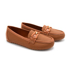 Classic Brown Textured Loafer with Gold Accent