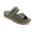 Olive Wedge Cross-Strap Slide Sandal