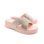Crystal Cross Strap Platform Slides