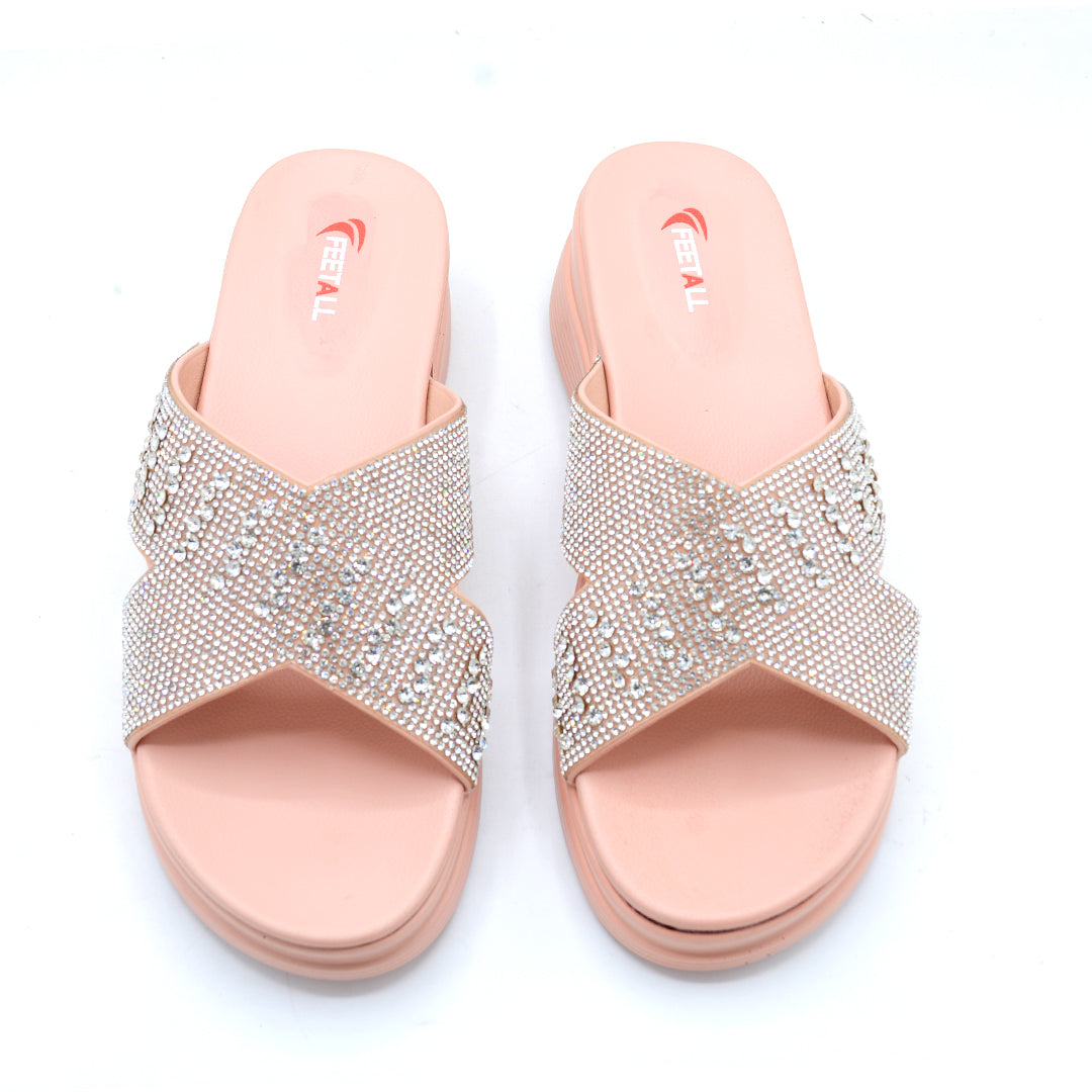 Crystal Cross Strap Platform Slides