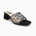 Elegant Mesh Strap Block Heel