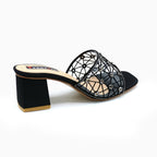 Elegant Mesh Strap Block Heel