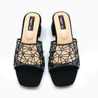 Elegant Mesh Strap Block Heel