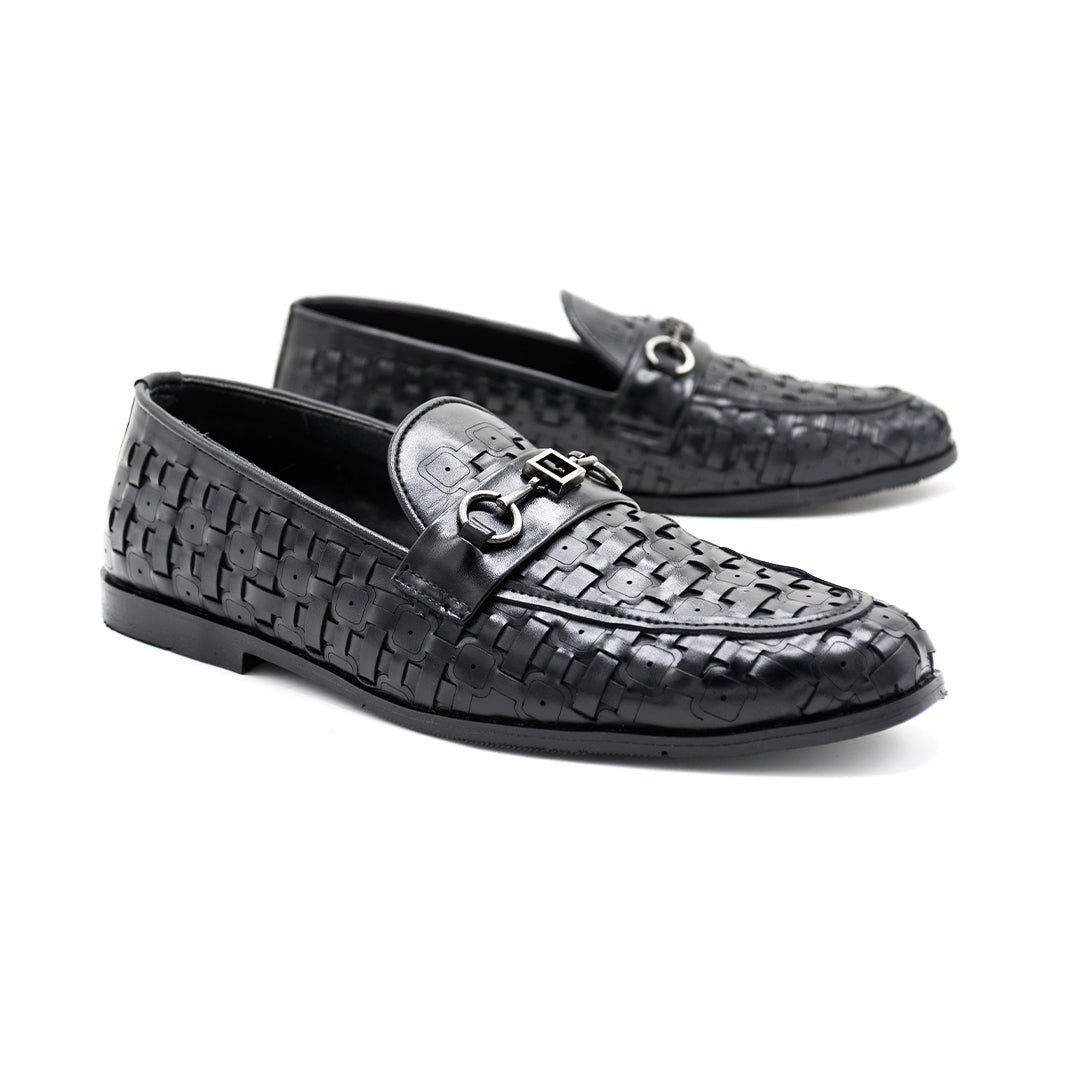 Woven Leather Bit Loafers