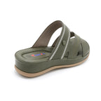 Olive Wedge Cross-Strap Slide Sandal