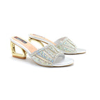 Rhinestone Embellished Block Heel Sandals