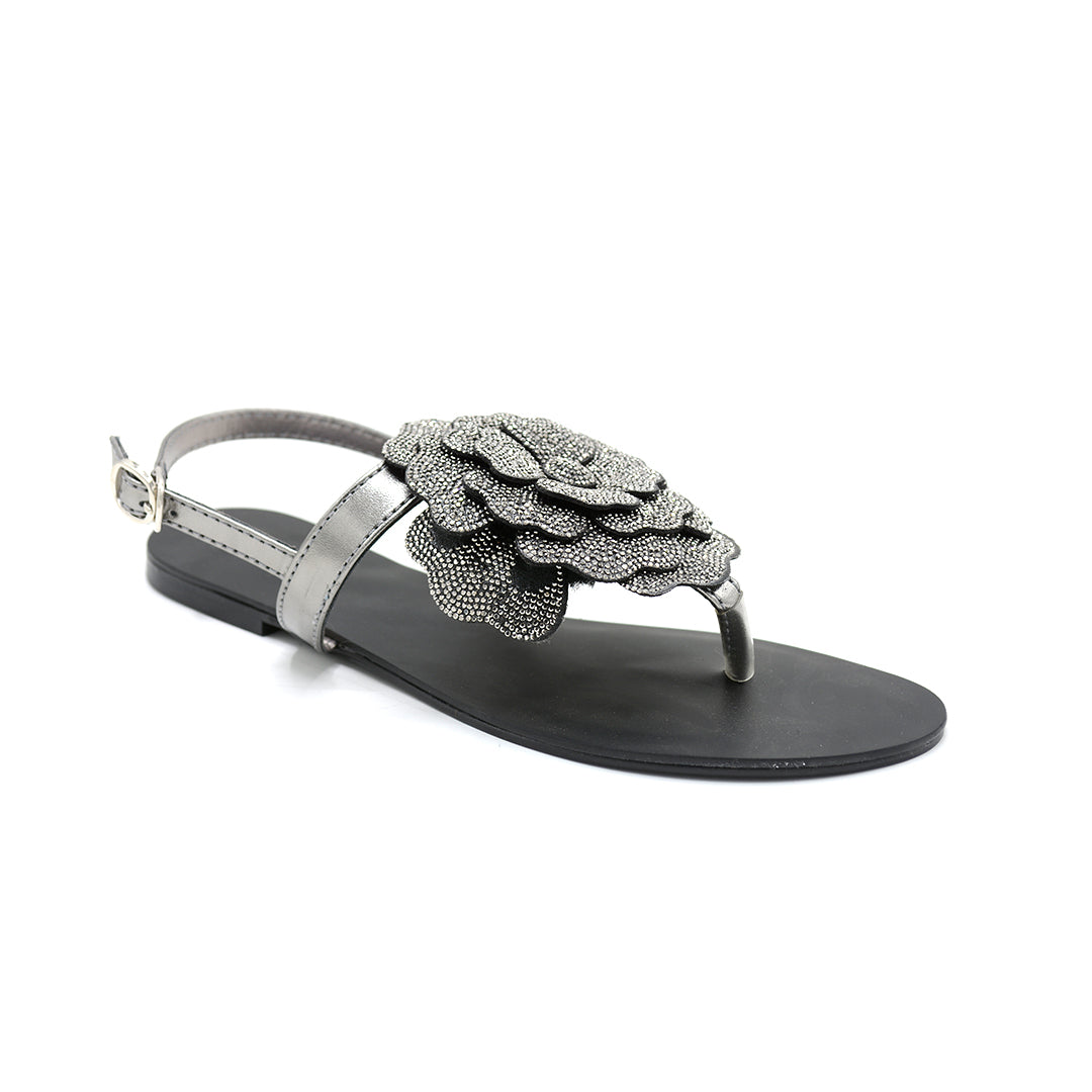 Floral Embellished Flat Sandals