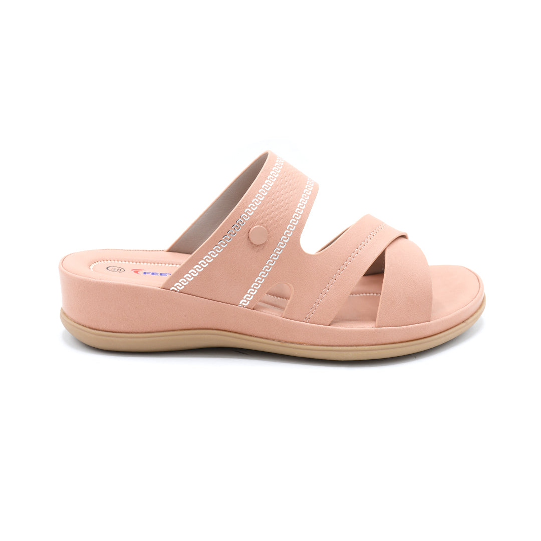 Blush Elegance Cross-Strap Wedge Slide