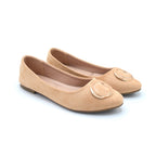 Nude Suede Gold Loop Flats