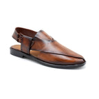 Textured Brown Peshawari Chappal