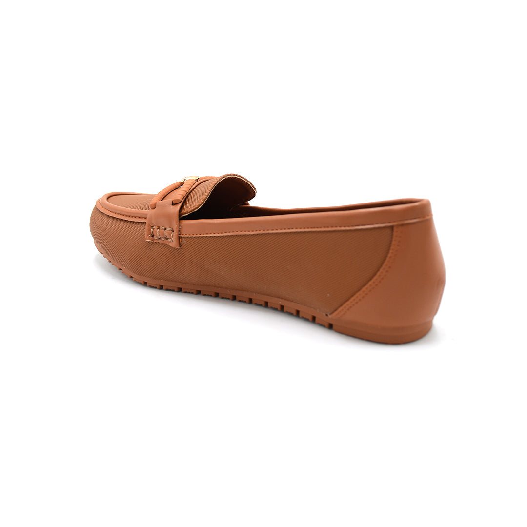 Classic Brown Textured Loafer with Gold Accent