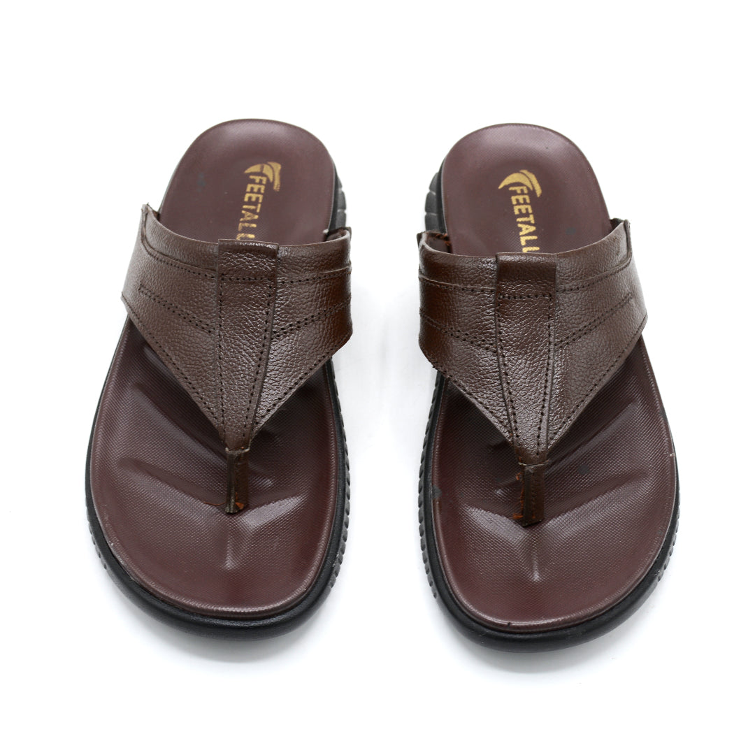 Men’s Essential Leather-Look Thong Slides