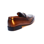 Brown Leather Buckle Loafers