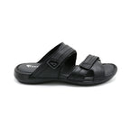 Bold Black Leather Slide Sandals For Men