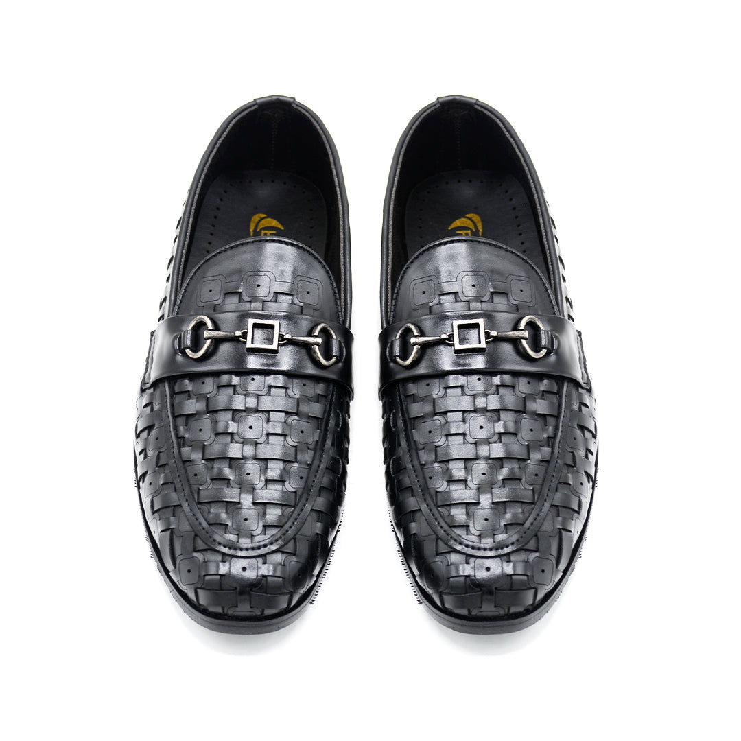 Woven Leather Bit Loafers