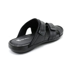 Bold Black Leather Slide Sandals For Men