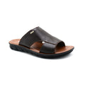 D Brown Textured Leather Comfort Slides