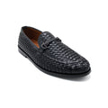 Black Woven Leather-Style Slip-On Loafers