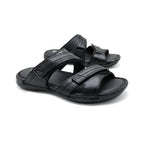 Bold Black Leather Slide Sandals For Men