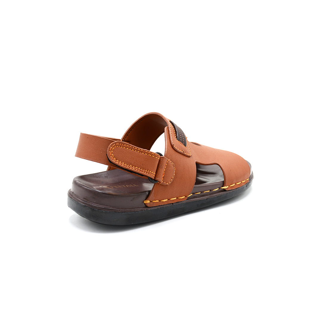 Kids Urban Tan Velcro Leather Comfort Sandals
