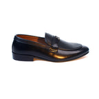 Black Leather Buckle Loafers
