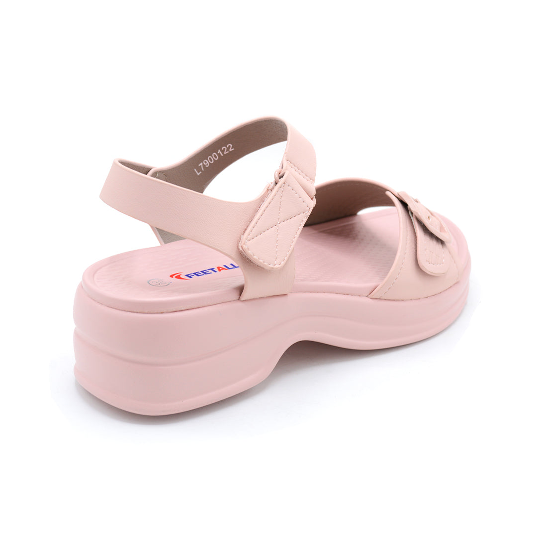 Blush Platform Buckle Sandal with Slingback Strap