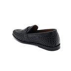 Black Woven Leather-Style Slip-On Loafers