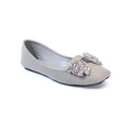 Grey Embellished Bow Ballet Flats