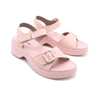 Blush Platform Buckle Sandal with Slingback Strap