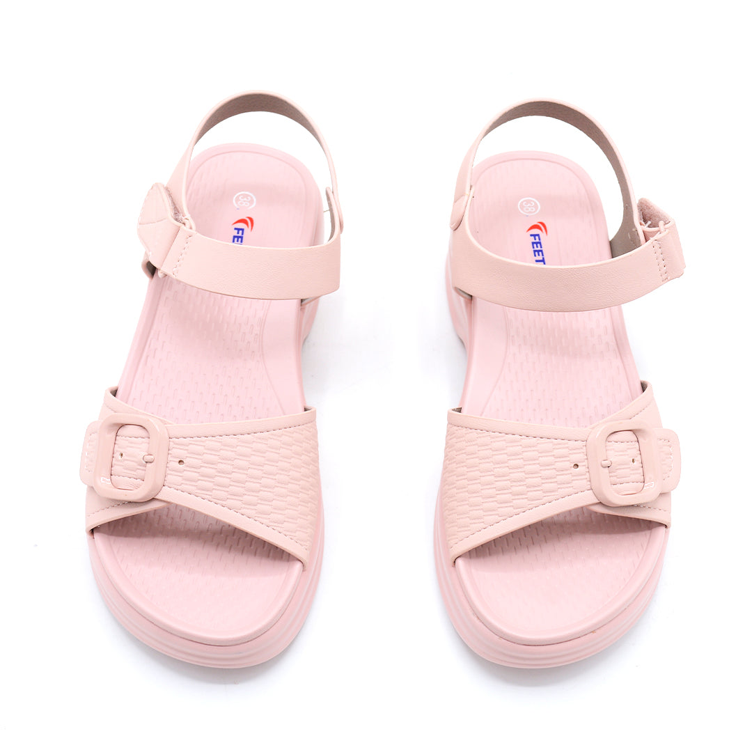 Blush Platform Buckle Sandal with Slingback Strap