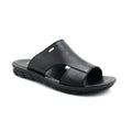 Black Textured Leather Comfort Slides