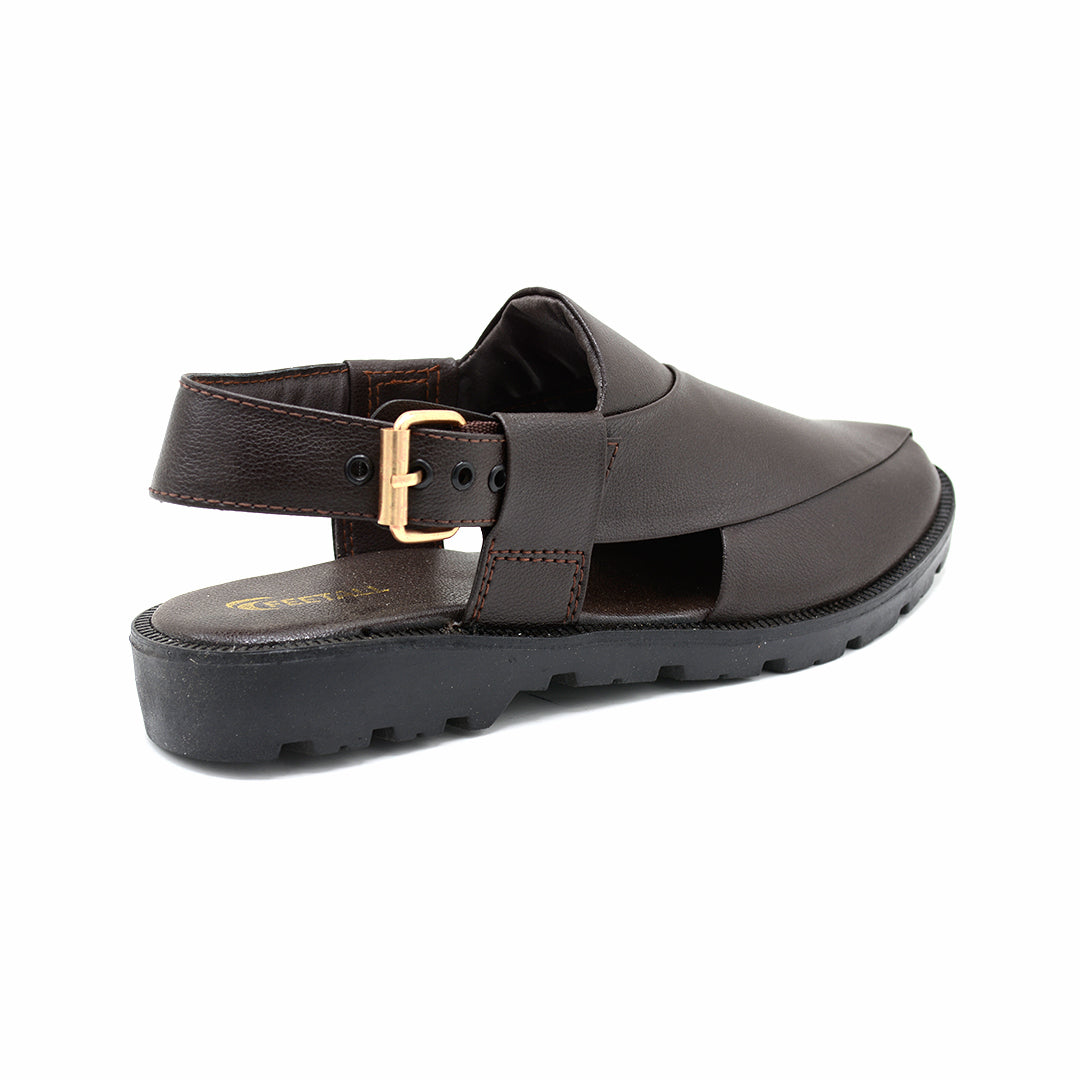 Classic Brown Leather Peshawari Slingback Sandal