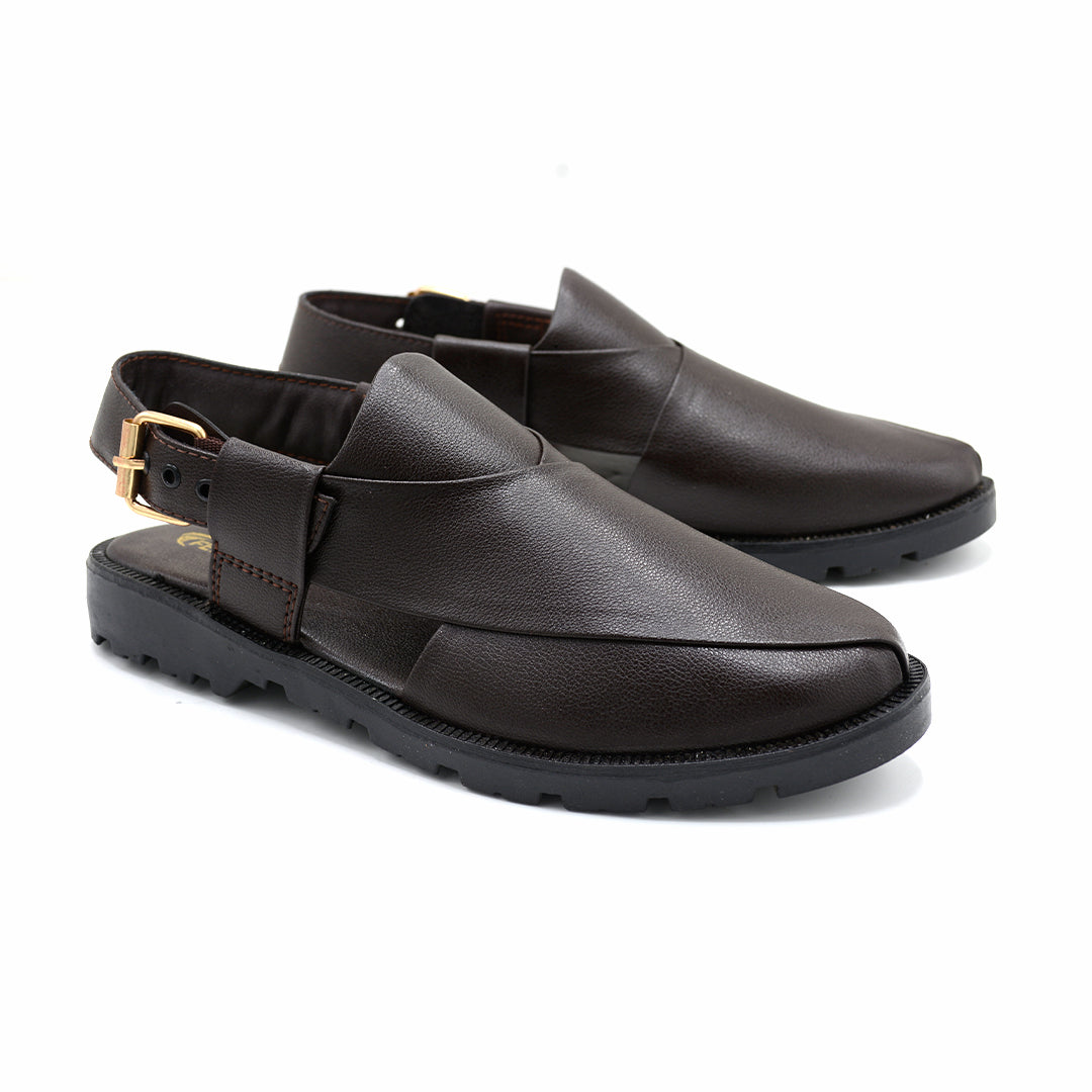 Classic Brown Leather Peshawari Slingback Sandal