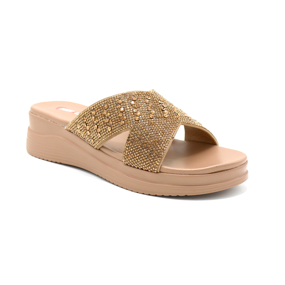 Glitter Cross Strap Platform Slides