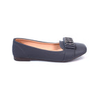 Navy Blue Embellished Bow Flats