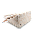 Glossy Beige Swirl Pattern Handbag with Charm
